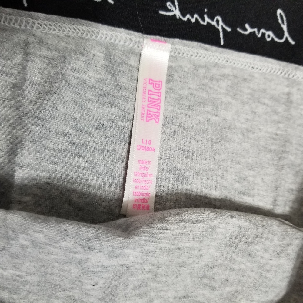 PINK Victoria's Secret Logo Grey Hipster Panty Large New - Picture 10 of 12